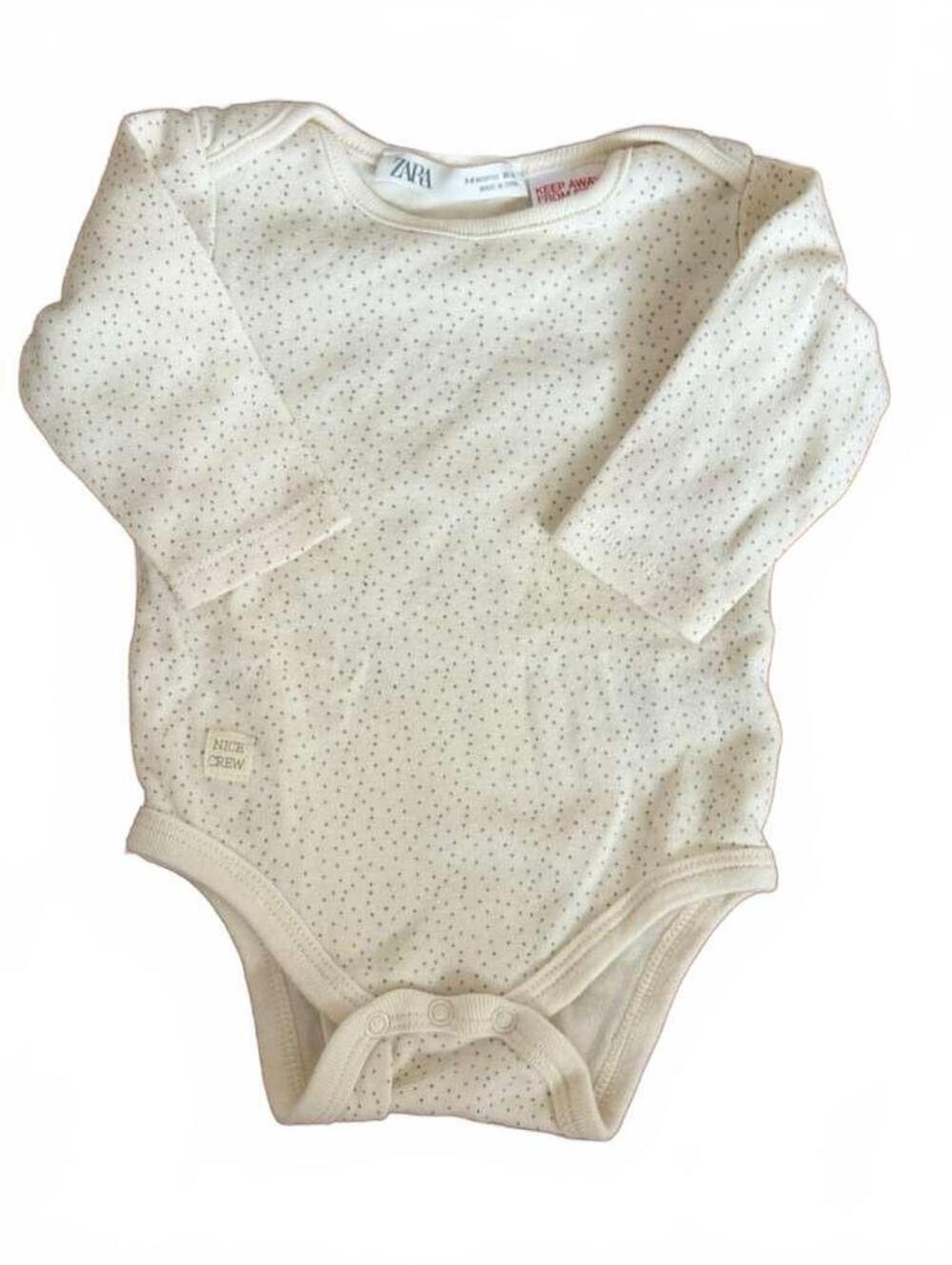 ZARA Baby Sleeveless Bodysuit 3-6 Months Cream Polka Dot Neutral Unisex